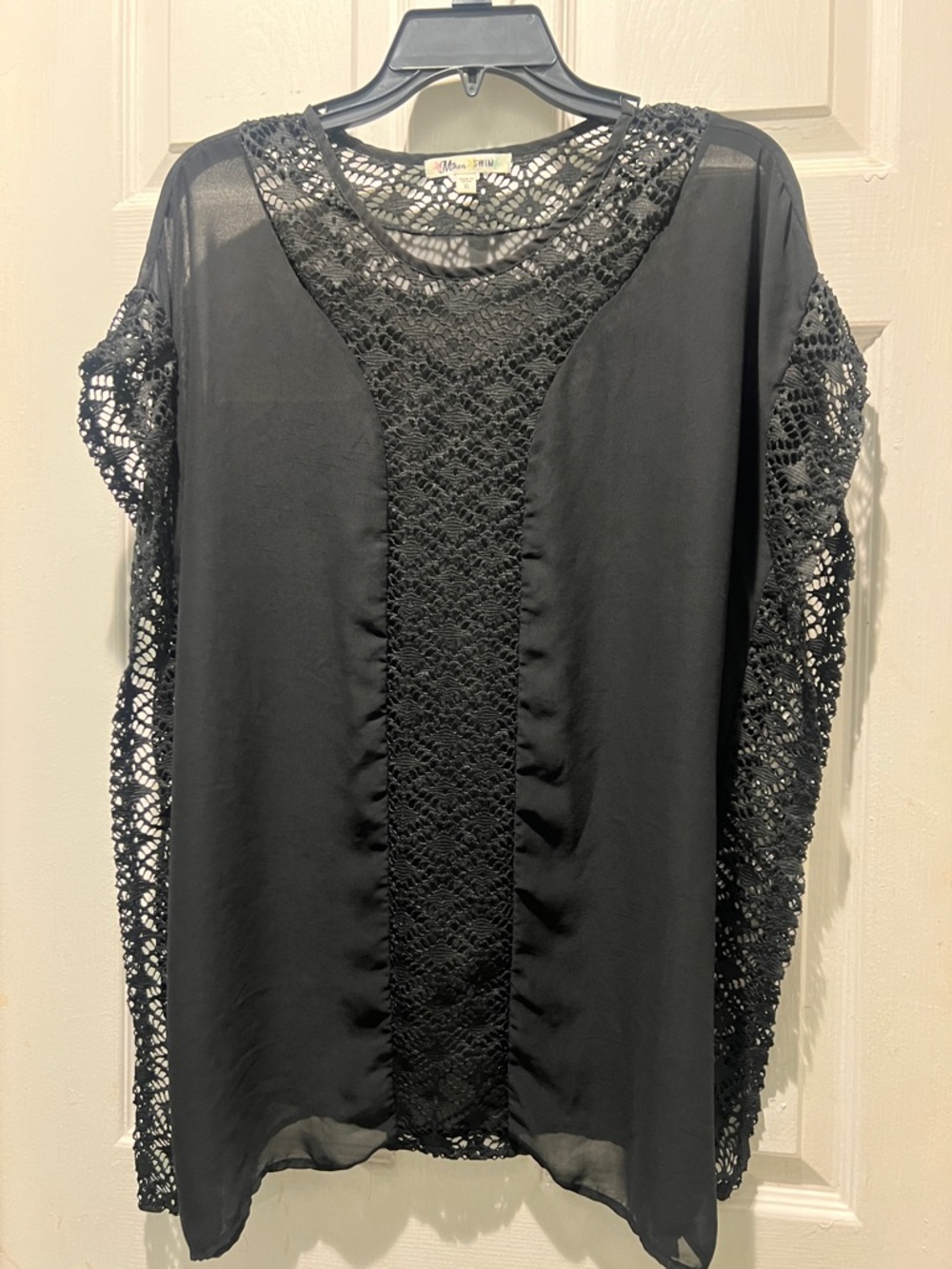 Miken Black Crochet Swim Cover-Up